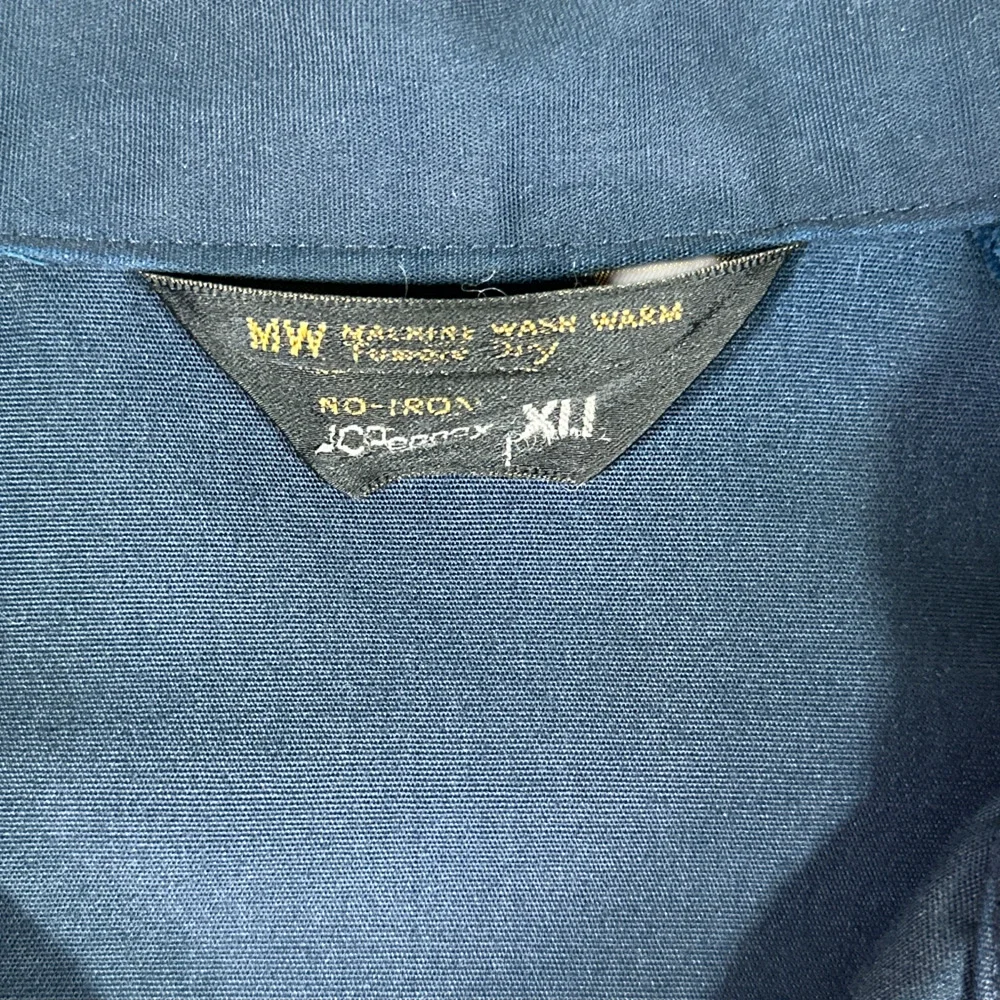 Vintage JC Penney Jacket Adult EXTRA LARGE Blue Windbreaker Lightweight Zip 80s